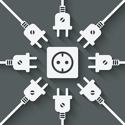 plugs around outlet - vector illustration. eps 10